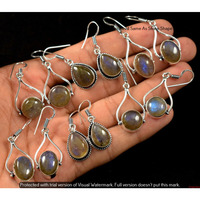 Labradorite 5 Pr Wholesale Lot 925 Sterling Silver Plated Jewelry NE-274