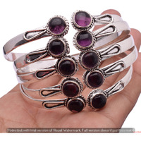 Amethyst 100 Pcs Wholesale Lot 925 Sterling Silver Cuff Bangle NB-787