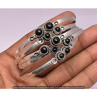 Black Onyx 30 Pcs Wholesale Lot 925 Sterling Silver Cuff Bangle NB-540