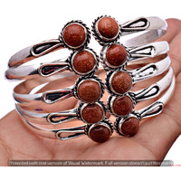 Sunstone 30 Pcs Wholesale Lot 925 Sterling Silver Cuff Bangle NB-506