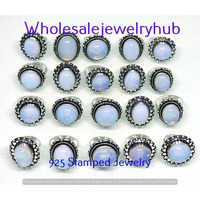 Opalite Gemstone 5 pcs Wholesale Lot 925 Sterling Silver Plated Rings LR7
