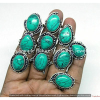 Turquoise Gemstone 5 pcs Wholesale Lot 925 Silver Plated Rings