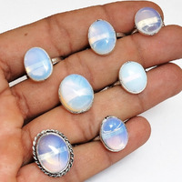 Opalite Gemstone 10 PCS Wholesale Lot 925 Sterling Silver Plated Rings Lots