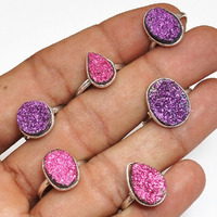 Titanium Druzy 10 PCS Wholesale Lot 925 Sterling Silver Plated Rings Lots