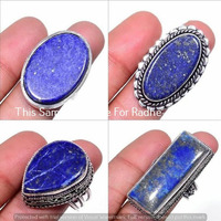 Lapis Lazuli Gemstone 5 pcs Wholesale Lot 925 Silver Plated Rings LR-21-348