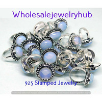 Opalite Gemstone 5 PCS Wholesale Lot 925 Sterling Silver Plated Rings LR-165