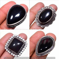 Black Onyx Gemstone 1 PCS Wholesale Lot 925 Silver Plated Rings LR-11-350