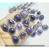 Amethyst Gemstone 1 PCS Wholesale Lot 925 Sterling Silver Plated Rings -11-346