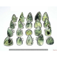 Natural Prehnite Gemstone 1 PCS Wholesale Lot 925 Sterling Silver Plated Rings