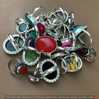 Jasper & Mixed Gemstone 10 pcs Wholesale Lot 925 Silver Plated Rings Lot-06-455