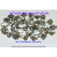 Tiger Eye 10 pcs Wholesale Lot 925 Sterling Silver Plated Rings Lot-06-371