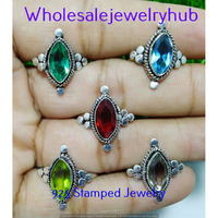 Faceted Topaz & Mixed 10 pcs Wholesale Lot 925 Silver Plated Rings Lot-06-359