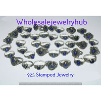 Lapis Lazuli 5 PCS Wholesale Lot 925 Sterling Silver Plated Rings Lot-06-266