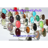 Ablone Shell 5 PCS Wholesale Lot 925 Sterling Silver Plated Rings Lot-06-235
