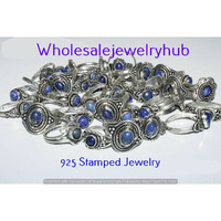 Lapis Lazuli 5 PCS Wholesale Lot 925 Sterling Silver Plated Rings Lot-06-211