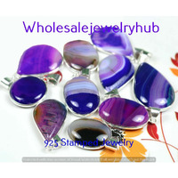 Natural Botswana Agate 5 pcs Wholesale Lots 925 Sterling Silver Plated Pendant