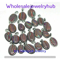 Natural Rainbow Calsilica 5 PCS Wholesale Lot 925 Sterling Silver Plated Pendant
