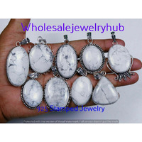 Howlite 5 PC Wholesale Lot 925 Sterling Silver Plated Pendant Lot-22-238