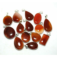 Natural Carnelian/Onyx 10 PCS Wholesale Lots 925 Sterling Silver Plated Pendant