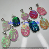Dichroic Glass 10 Piece Gemstone Wholesale Lot 925 Sterling Silver Pendant