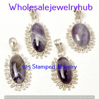 Natural Amethyst Gemstone 50 PCS Wholesale Lot 925 Sterling Silver Pendant