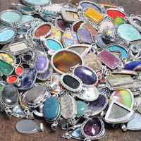 Amethyst MIxed 10 Pcs Gemstone Wholesale Lot 925 Sterling Silver Plated Pendant