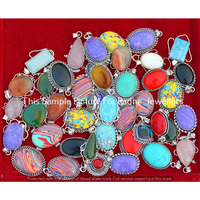 Rainbow Moonstone 50 pcs Wholesale Lots 925 Silver Plated Pendant LP-14-127