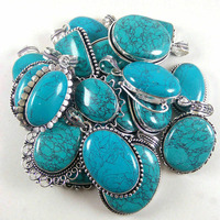 Turquoise Gemstone 100 PCS Wholesale Lots 925 Sterling Silver Plated Pendant