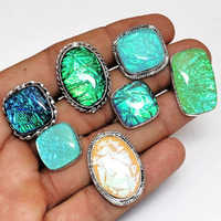Dichroic Galss 10 Pcs Wholesale Lots 925 Sterling Silver Plated  Rings Lots