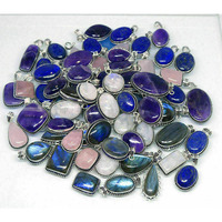 Multi And Mix Stone 50 Piece Pendants Wholesale Lots 925 Sterling Silver Plated