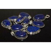 Lapis Lazuli Gemstone 20Pcs Wholesale Lot 925 Sterling Silver Plated Pendant