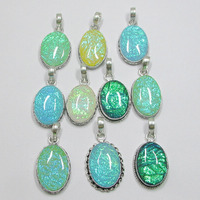 Dichroic Glass 20 Pcs Wholesale Lots 925 Sterling Silver Plated Pendant