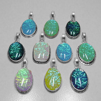 Dichroic Glass 30 Pcs Wholesale Lots 925 Sterling Silver Plated Pendant