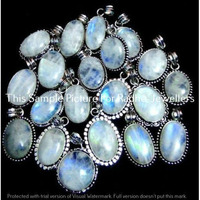 Rainbow Moonstone 5 PCS Wholesale Lots 925 Sterling Silver Plated Pendant FF-111