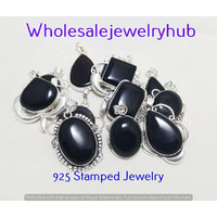 Black Onyx 10 PC Wholesale Lot 925 Sterling Silver Plated Pendant Lot-06-268