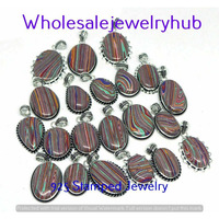 Rainbow Calsilica 5 PC Wholesale Lot 925 Silver Plated Pendant Lot-06-272