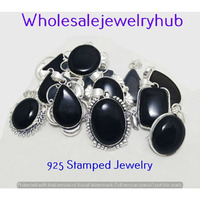 Black Onyx 5 PC Wholesale Lot 925 Sterling Silver Plated Pendant Lot-06-269