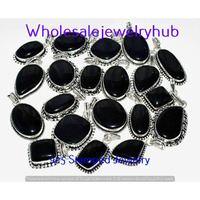 Black Onyx 5 PC Wholesale Lot 925 Sterling Silver Plated Pendant Lot-06-252
