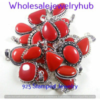 Coral 5 PC Wholesale Lot 925 Sterling Silver Plated Pendant Lot-06-231