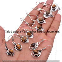 Tiger Eye 10 Pair Wholesale Lots 925 Sterling Silver Earrings Lot-24-252