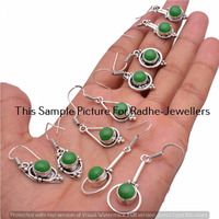 Green Onyx 1 pair Wholesale Lots 925 Sterling Silver Plated Earrings Lot-11-224