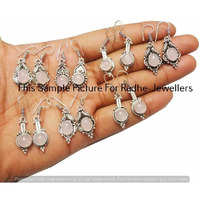 Rose Quartz 1 pair Wholesale Lots 925 Sterling Silver Plated Earring Lot-11-212