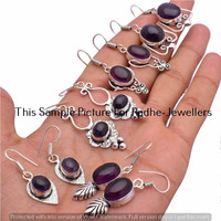 Amethyst 5 Pair Wholesale Lots 925 Sterling Silver Plated Earrings Lot-01-E202