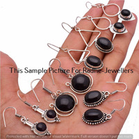 Black Onyx 5 Pair Wholesale Lots 925 Sterling Silver Plated Earrings Lot-01-E201