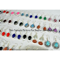 Rose Quartz & Mixed 10 pair Wholesale Lots 925 Silver Plated Earrings Lot-01-247