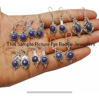 Lapis Lazuli 5 Pair Wholesale Lots 925 Sterling Silver Plated Earrings FF-215