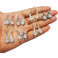 Rose Quarzt Gemstone Earrings 20 Pair Wholesale Lots 925 Sterling Silver Plated