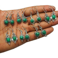 Malachite Gemstone Earrings 20 Pair Wholesale Lots 925 Sterling Silver Plated