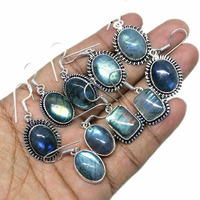 Flashy Labradorite 20 pair Wholesale Lots 925 Sterling Silver Plated Earring