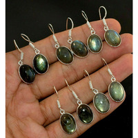 Labradorite 20 pair Wholesale Lots 925 Sterling Silver Plated Women Earrings
